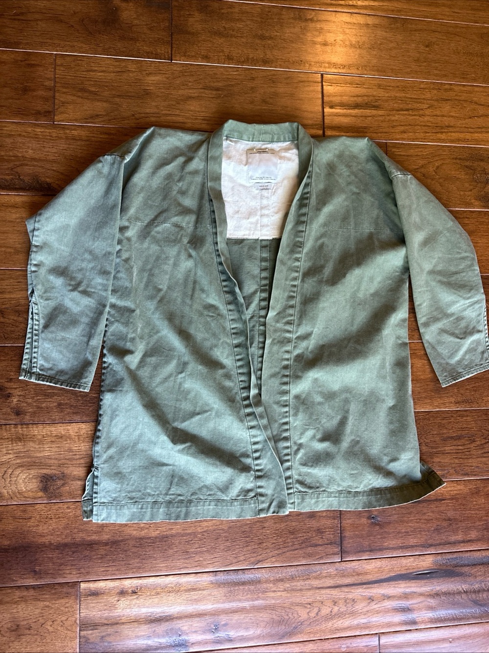 VISVIM Denim Haori Kimono Jacket 2 Olive Green Cotton Made in Japan S XS